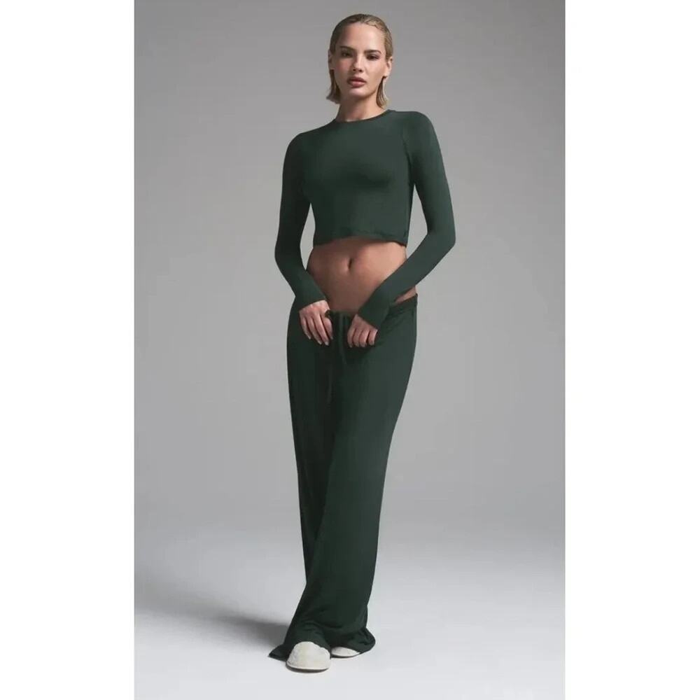 Skims Sleep Super Crop Long Sleeve TP-LST-5739W Spruce Small